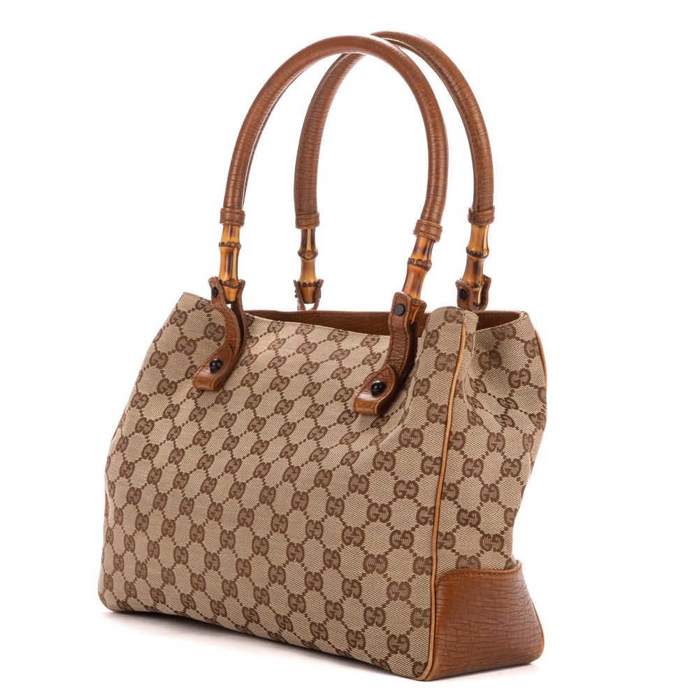 Gucci Bamboo Tote in Beige Monogram canvas - Picture 2 of 8